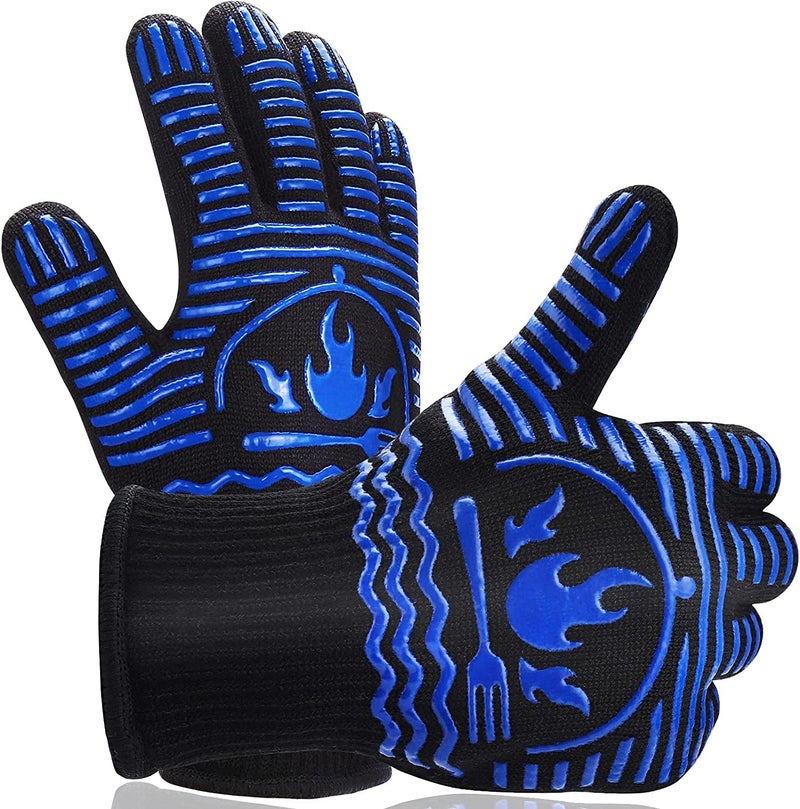 Recoty BBQ Gloves  1472F Extreme Heat Resistant Grill Gloves  Non-Slip Food Grade Silicone Oven Mitts Gloves for Kitchen  Cooking  Barbecue  Baking  Smoker (11inch) - Image 1